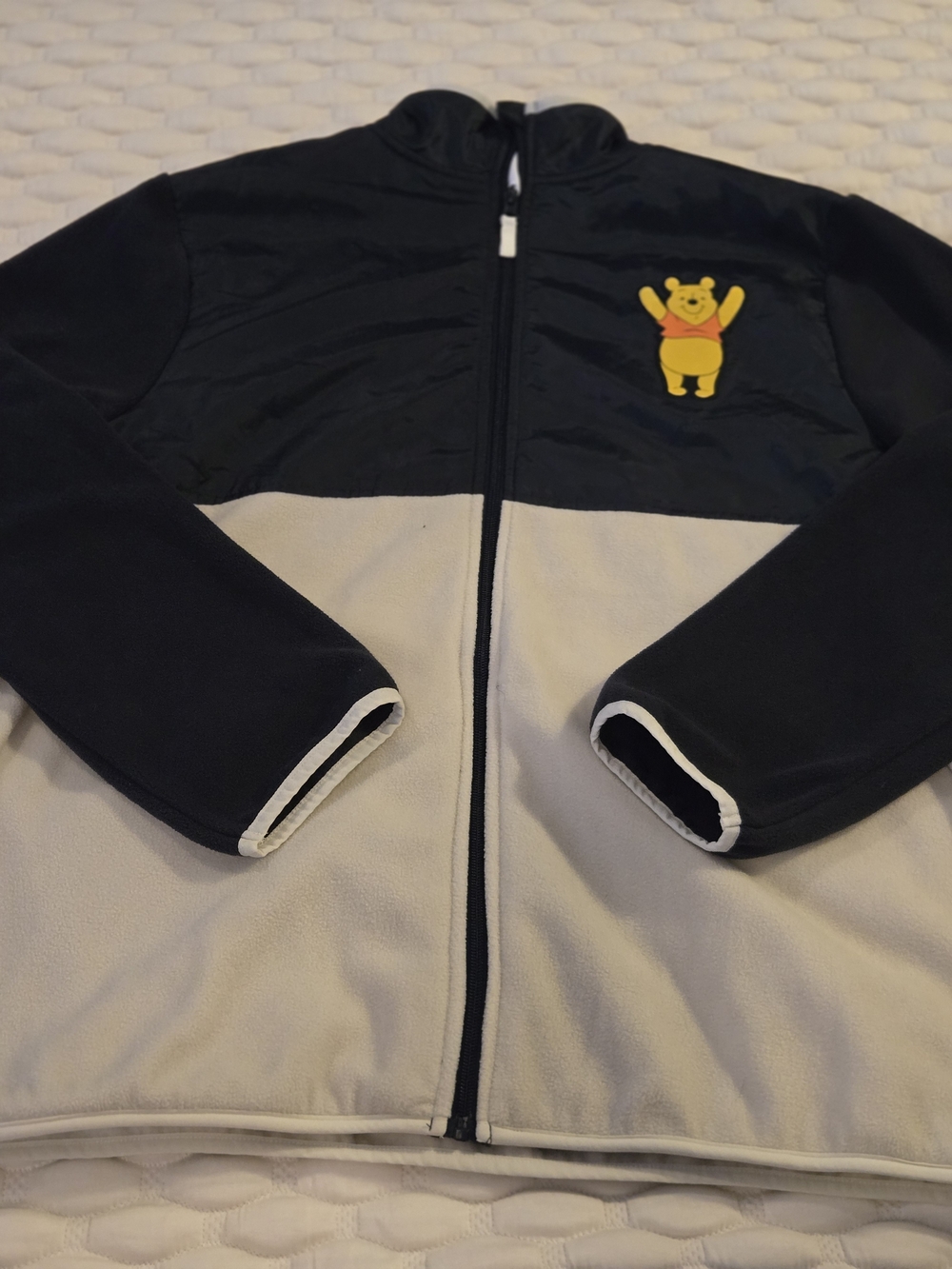 The Disney Store  Men's LS Fleece Zip Jacket Navy Grey Whinnie The Pooh Size XL